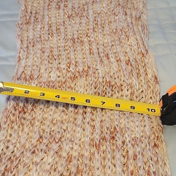 10" x 30" handmade soft pink cream taupe infinity scarf - Picture 5 of 6